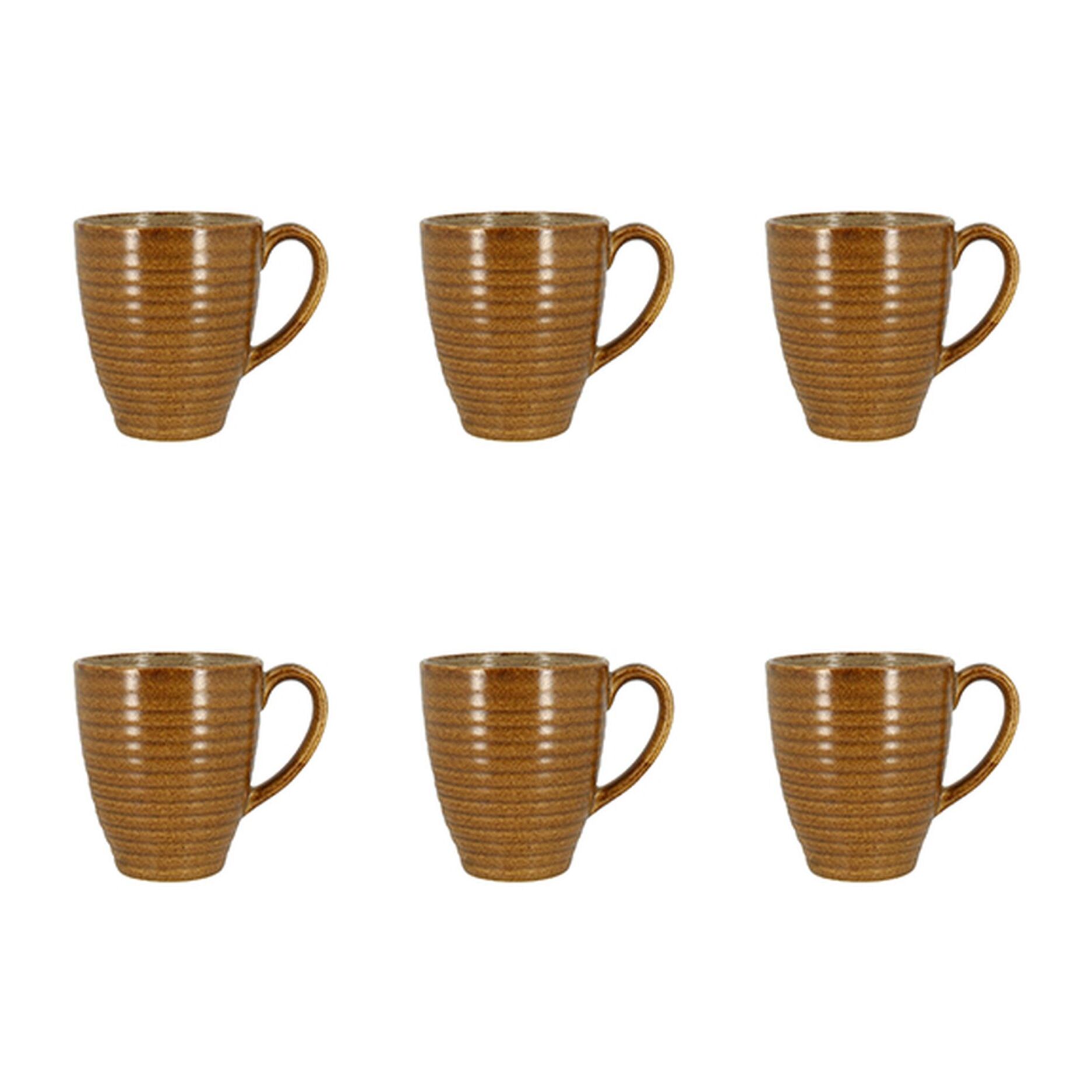 Lot de 6 mugs 40cl en grès caramel TURBOLINO