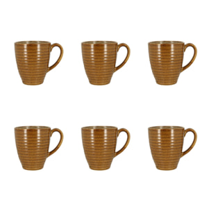 Lot de 6 mugs 40cl en grès caramel TURBOLINO