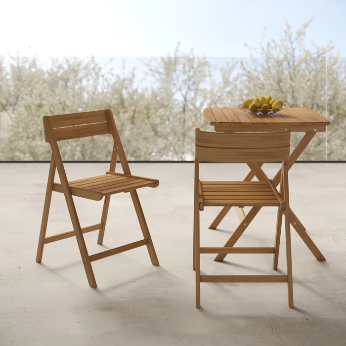 Lot de 2 chaises pliantes en bois d'acacia - Siquijor