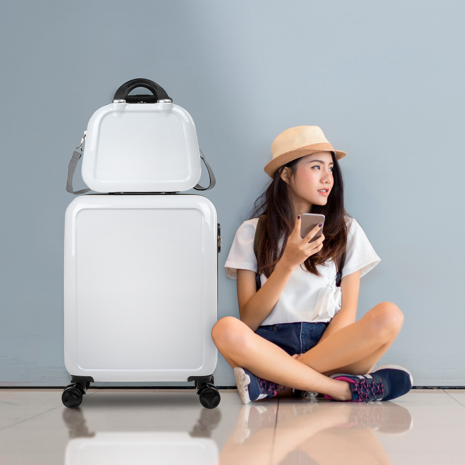 Juego De Maletas Pc Itaca Stickers Blanco