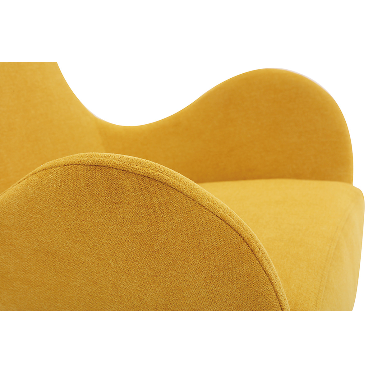 Fauteuil pivotant design en tissu effet velours jaune moutarde et métal noir ANDY