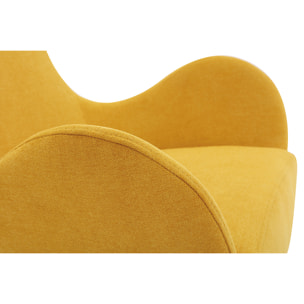 Fauteuil pivotant design en tissu effet velours jaune moutarde et métal noir ANDY