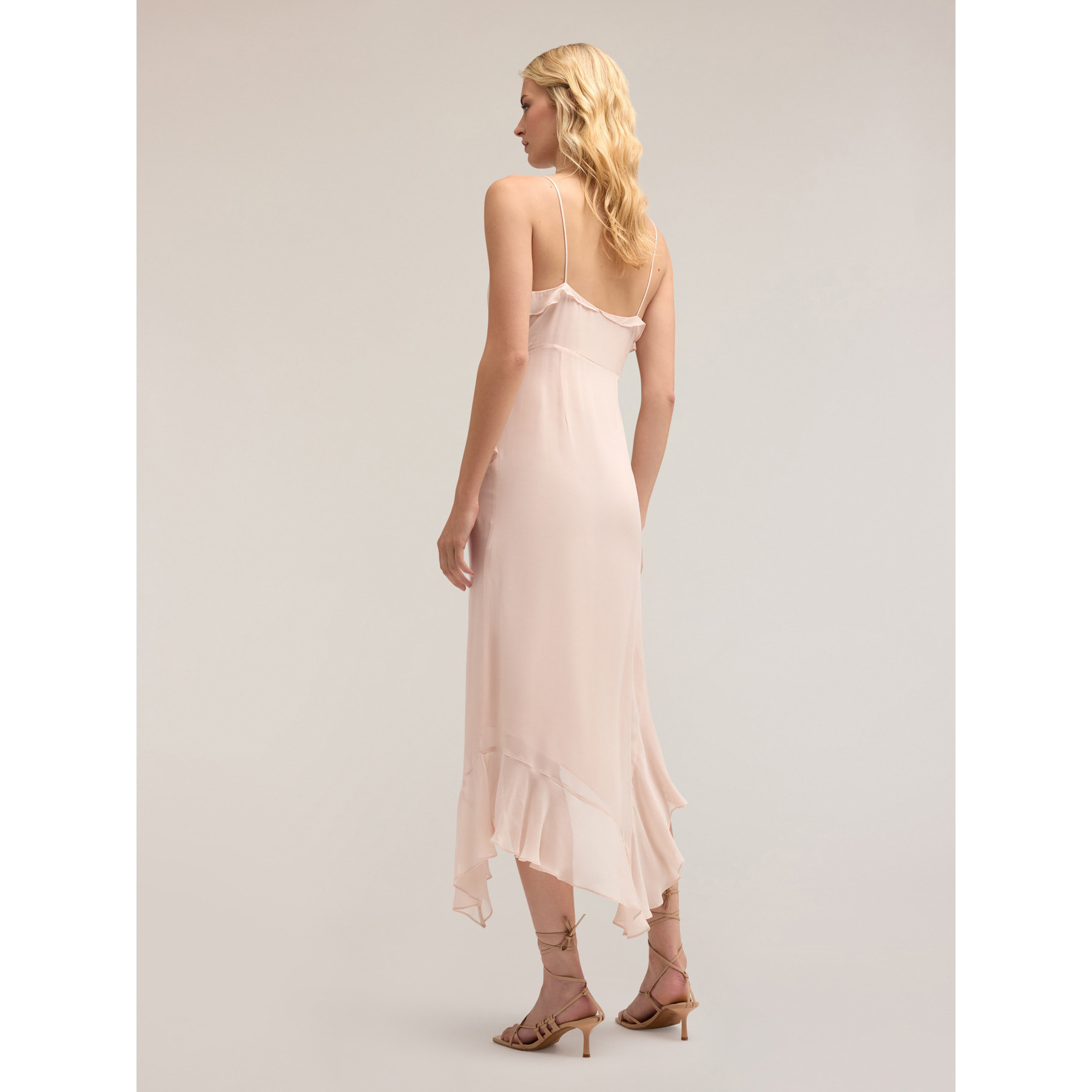 Motivi - Vestito midi con balze a rouches - Rosa