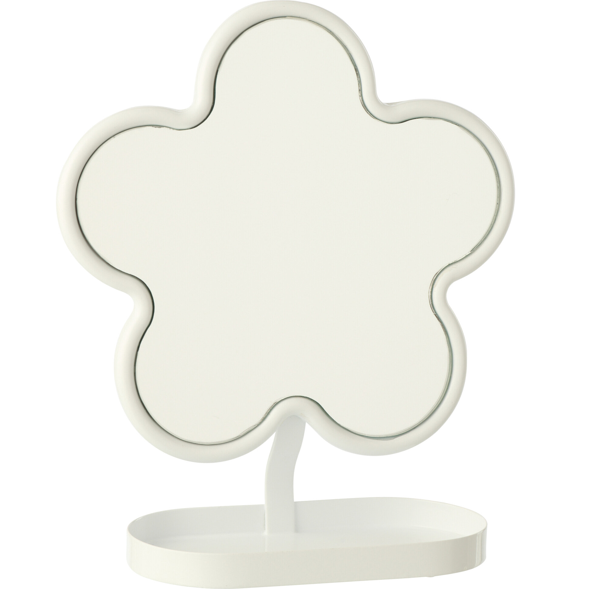 J-Line Miroir de Table Fleur pour Enfants - métal - blanc