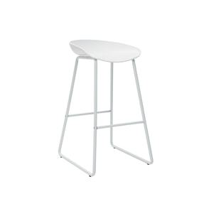 Tabourets de bar design blancs H75 cm  (lot de 2) PEBBLE