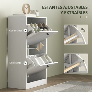 Mueble Zapatero Estrecho Zapatero Entrada Recibidor con 2 Cajones Abatibles y Estantes Ajustables para 8 Pares de Zapatos Armario para Zapato para Pasillo 47x26x85 cm Blanco