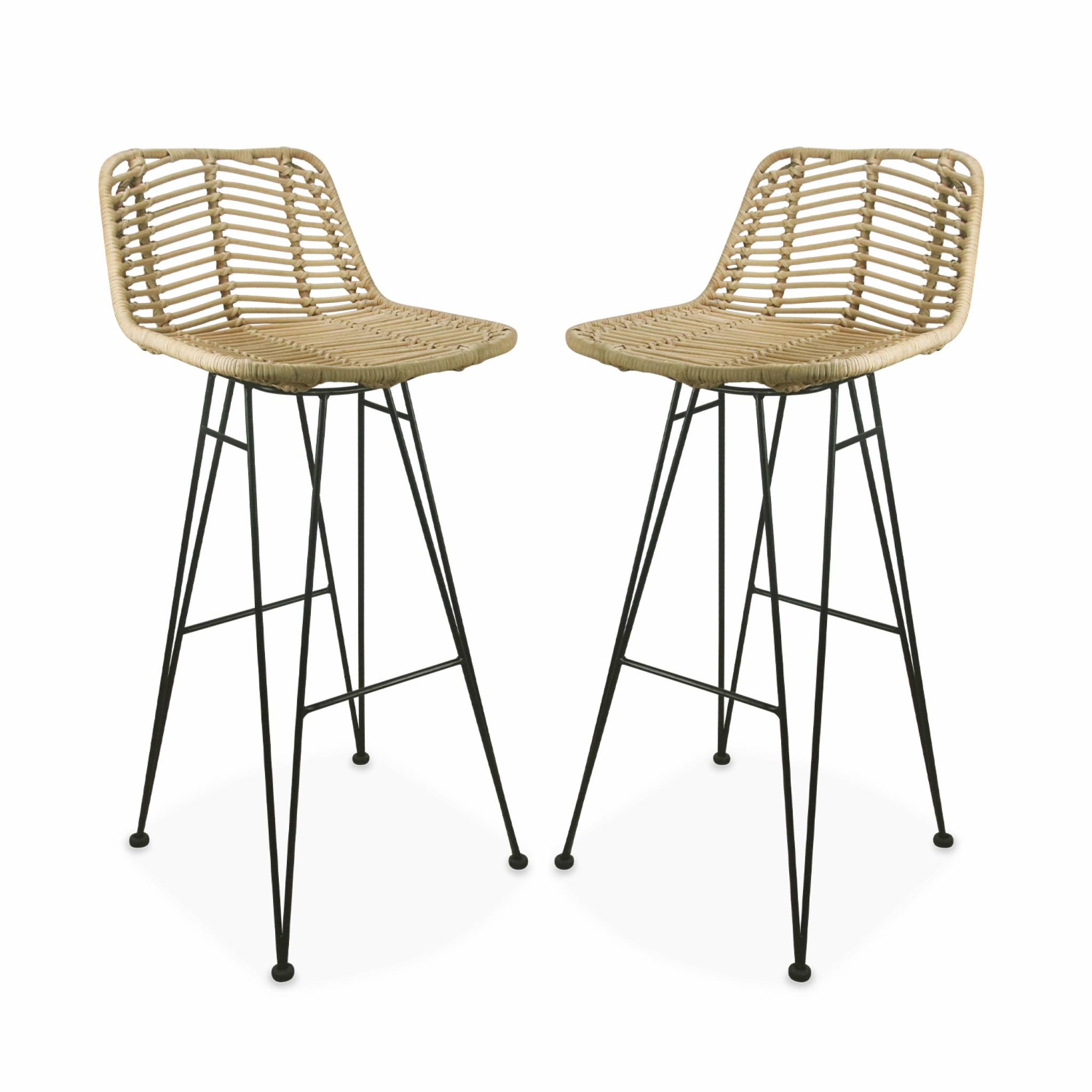 Tabouret de bar métal et rotin 75cm (lot de 2) CAHYA