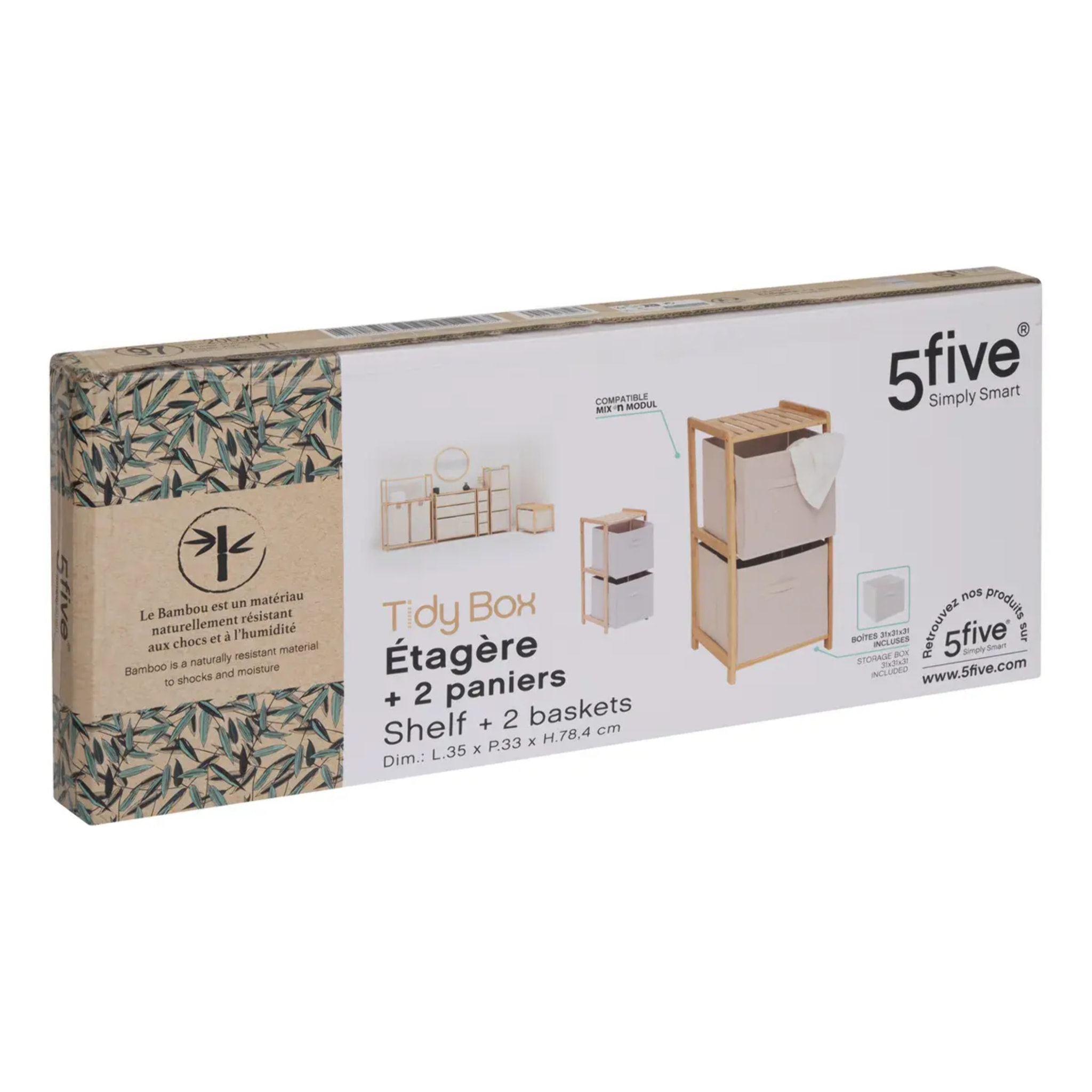 Etagère 2 niveaux Tidy Box bois clair