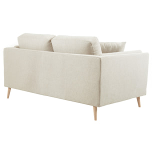 Canapé scandinave 2 places en tissu beige naturel et bois clair VOGUE