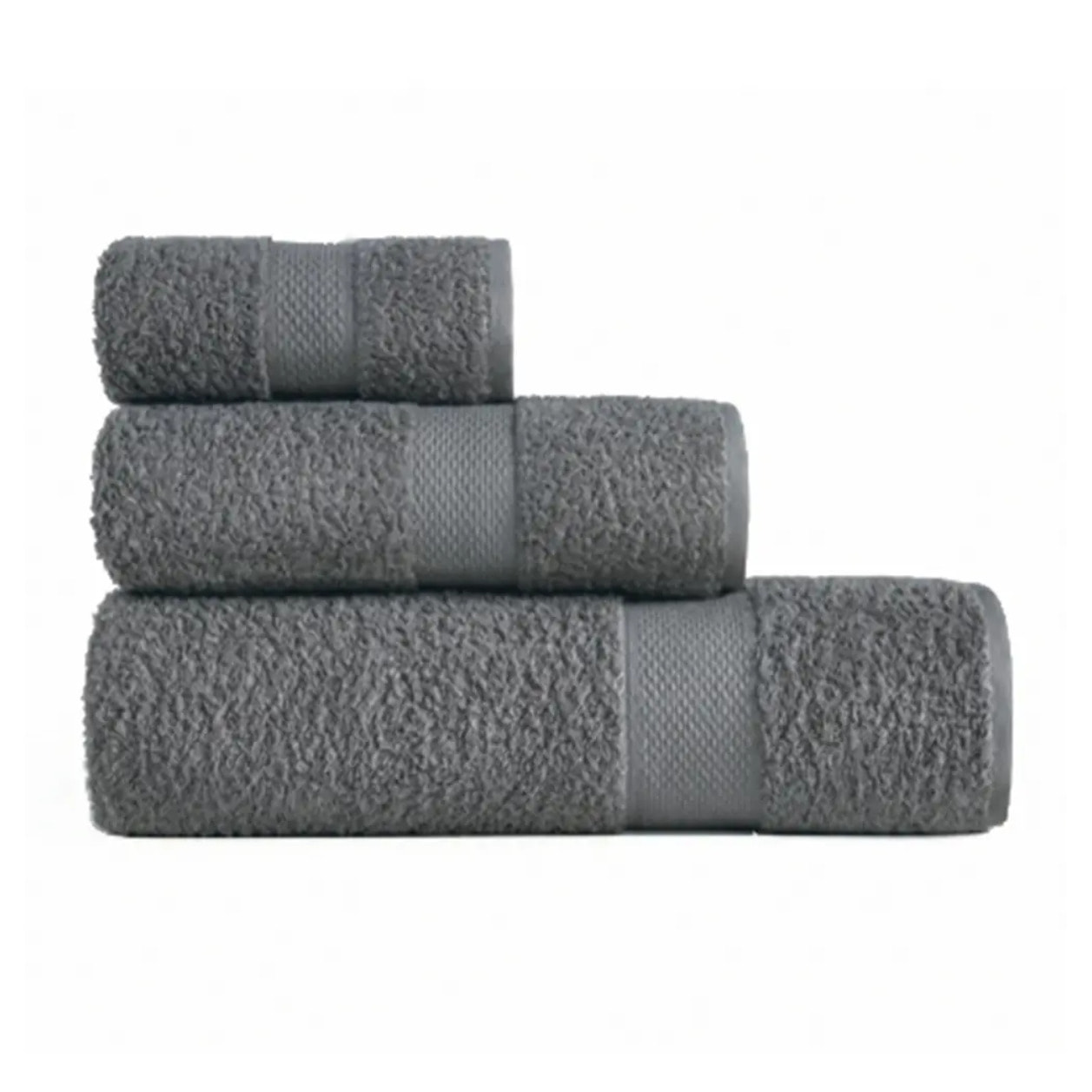 Set 3 asciugamano spugna cotone 100% Made in Italy. Ospite + Salvietta + Telo. Colore GRIGIO SCURO