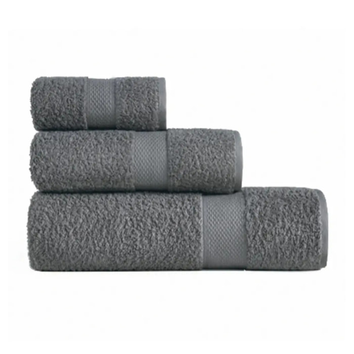 Set 3 asciugamano spugna cotone 100% Made in Italy. Ospite + Salvietta + Telo. Colore GRIGIO SCURO