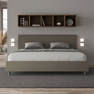 Lit king size sans sommier rembourré 200x200 similicuir cappuccino Adele