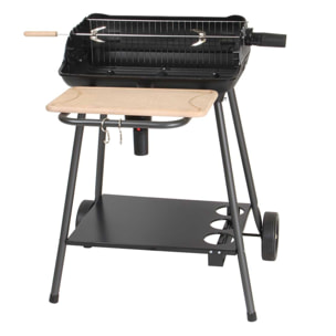 Barbecue à charbon de bois avec fonction rôtissoire - Noir