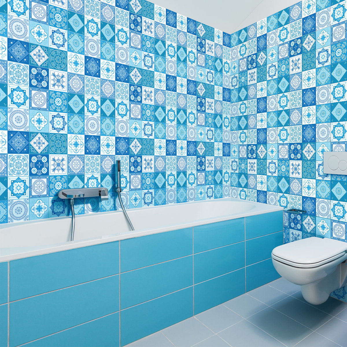 Stickers muraux - Sticker Mural Carrelage adhésif Cuisine Salle de Bain - 30 STICKERS CARRELAGES AZULEJOS ANGELA