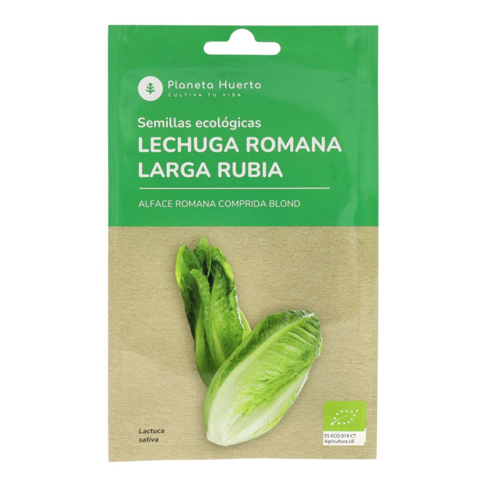 PLANETA HUERTO | Semillas Ecológicas de Lechuga Romana – Cogollos Grandes y Crujientes, Perfecta para Ensaladas y Wraps