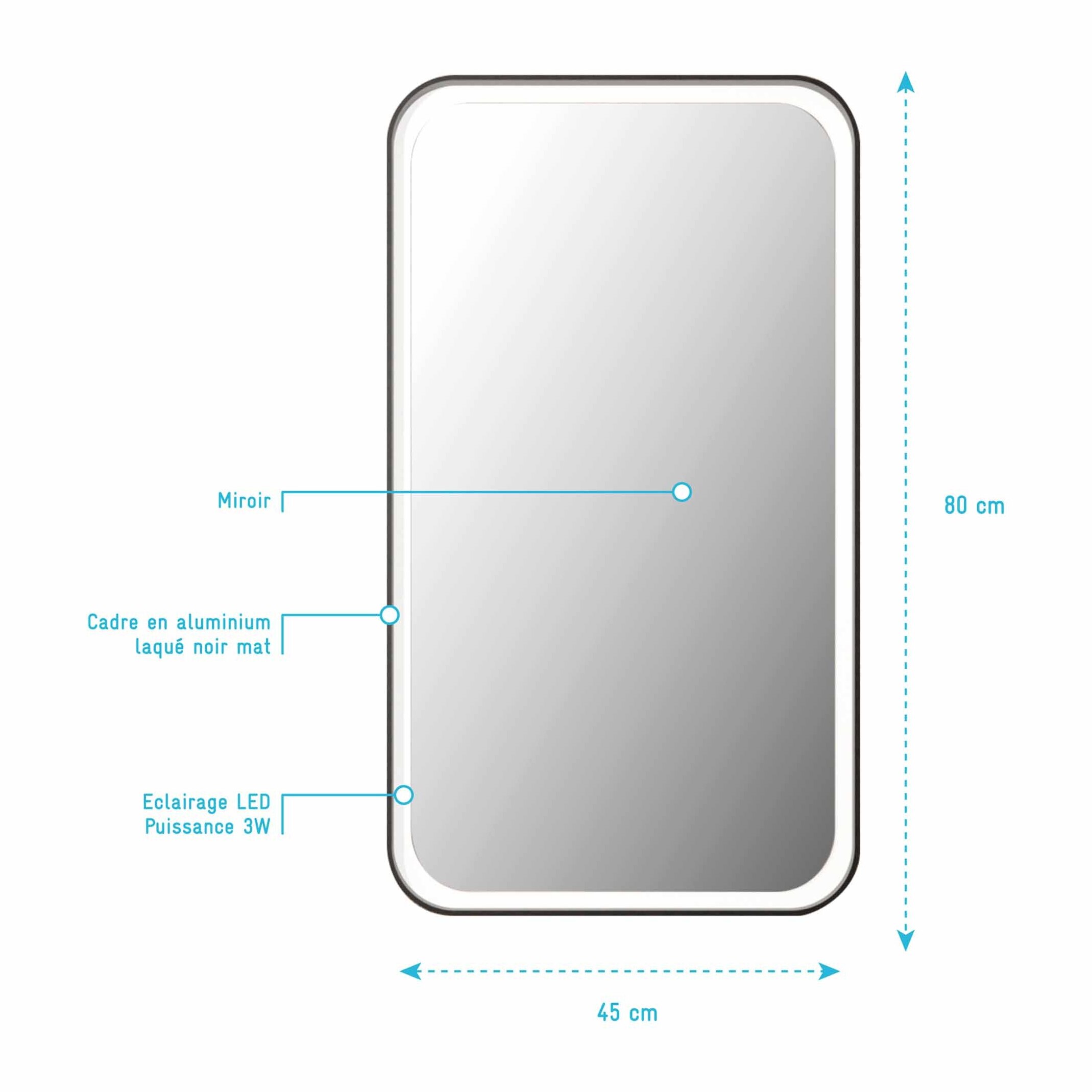 Miroir 80x45 avec LED - UBY LED