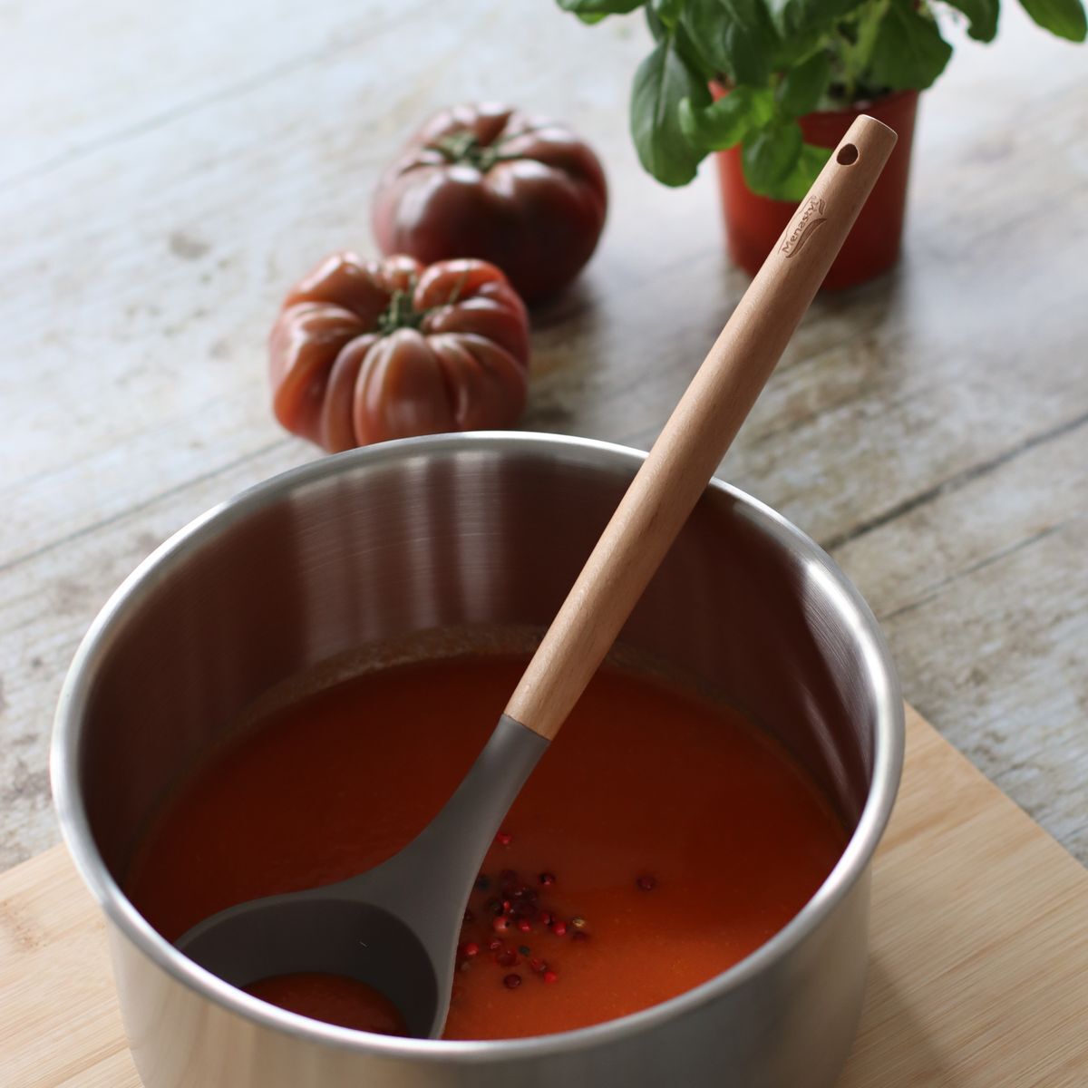 Lot de 5 ustensiles en silicone et manche en bois  ELIOTT