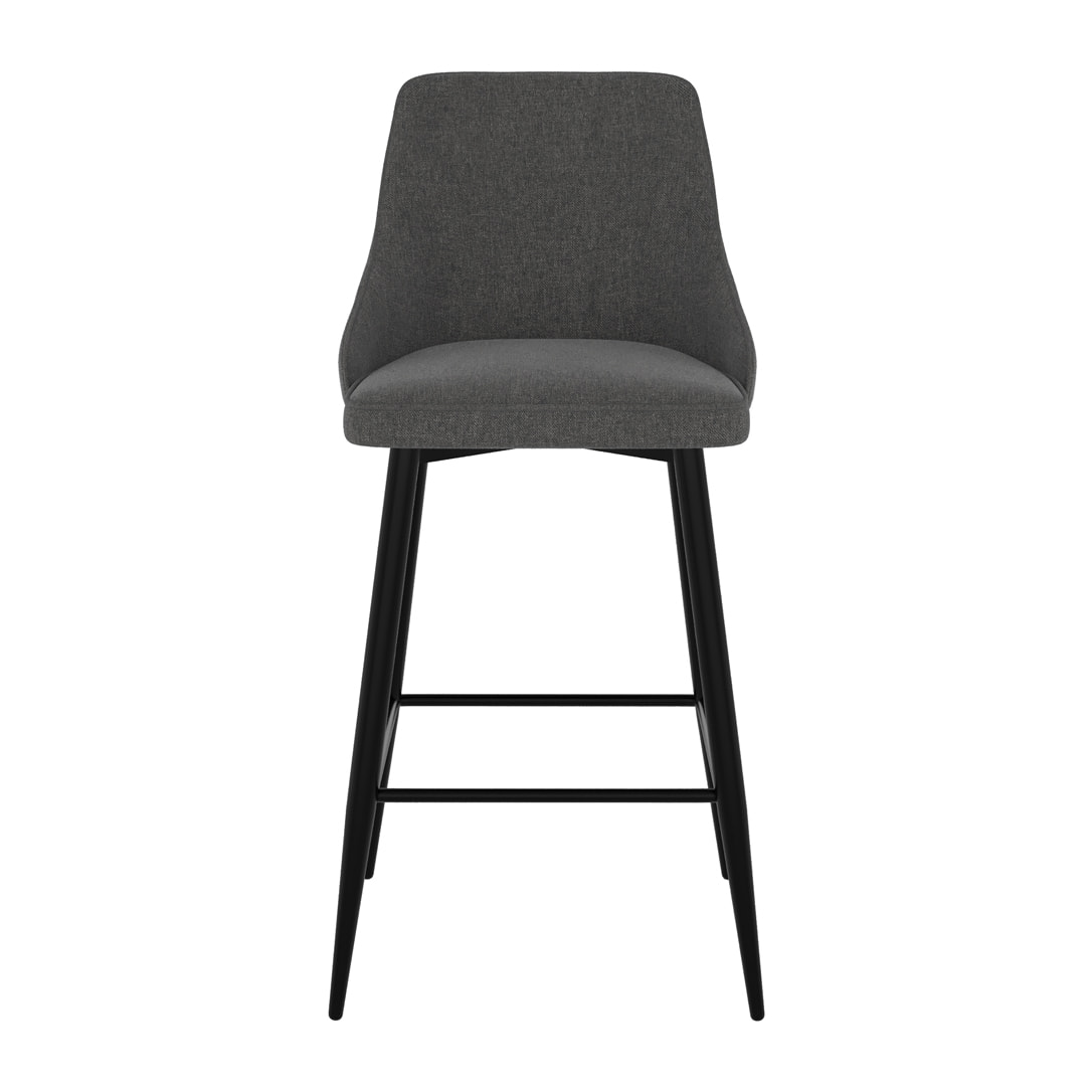 Lot de 2 chaises pour îlot central 66,5 cm en tissu gris foncé - Pipo