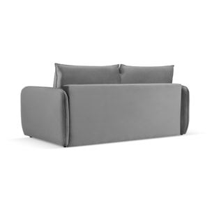 Canapé convertible "Vienna" 2 places en velours gris clair