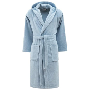 Accappatoio in cotone spugna 420 gr/mq morbido e assorbente, unisex con cappuccio, cintura e tasche, asciugatura rapida e comfort elevato, resistente ai lavaggi e ai colori, certificato OEKO-TEX, ideale per bagno, piscina e uso quotidiano