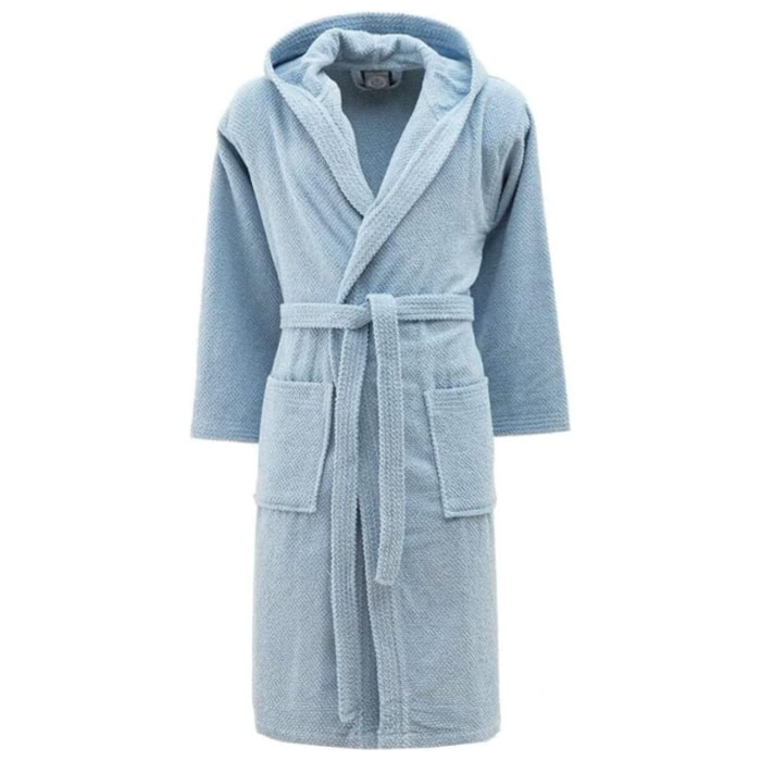 Accappatoio in cotone spugna 420 gr/mq morbido e assorbente, unisex con cappuccio, cintura e tasche, asciugatura rapida e comfort elevato, resistente ai lavaggi e ai colori, certificato OEKO-TEX, ideale per bagno, piscina e uso quotidiano