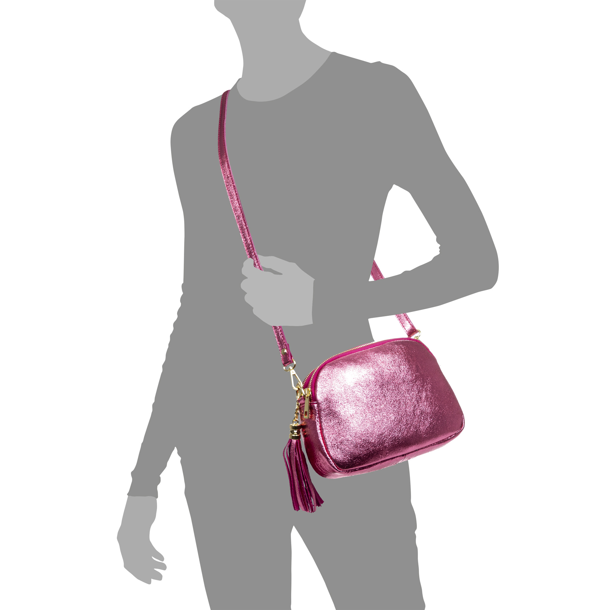 Aliminusa bolso bandolera Mujer. Piel auténtica Gamuza Lacada.