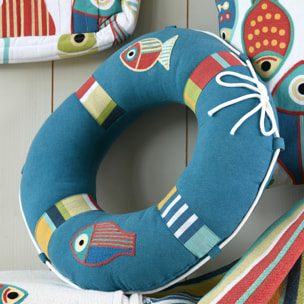 Coussin bouée polycoton - Bleu