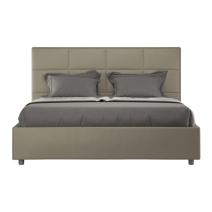 Cama sin somier acolchada 160x200 cuero sintético capuchino Mika