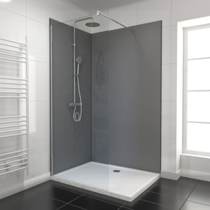 LOT de 2 Panneaux Muraux Aluminium GRIS 90+120x210 cm avec Profilés NOIR MAT - WALL'IT