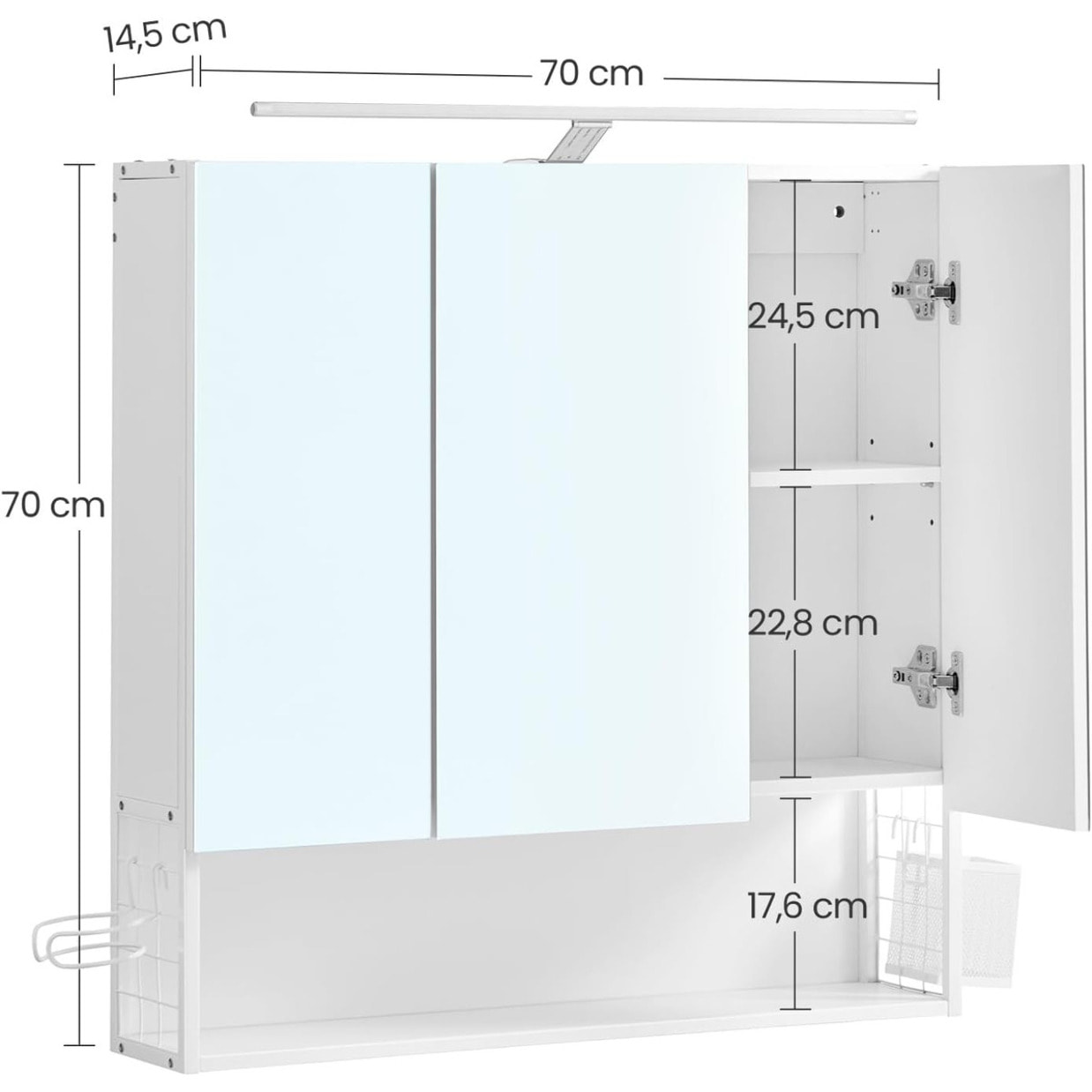 Armadietto Bagno con Specchio e Illuminazione LED Oskar