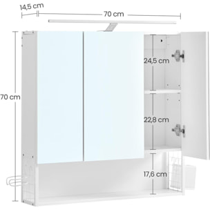 Armadietto Bagno con Specchio e Illuminazione LED Oskar