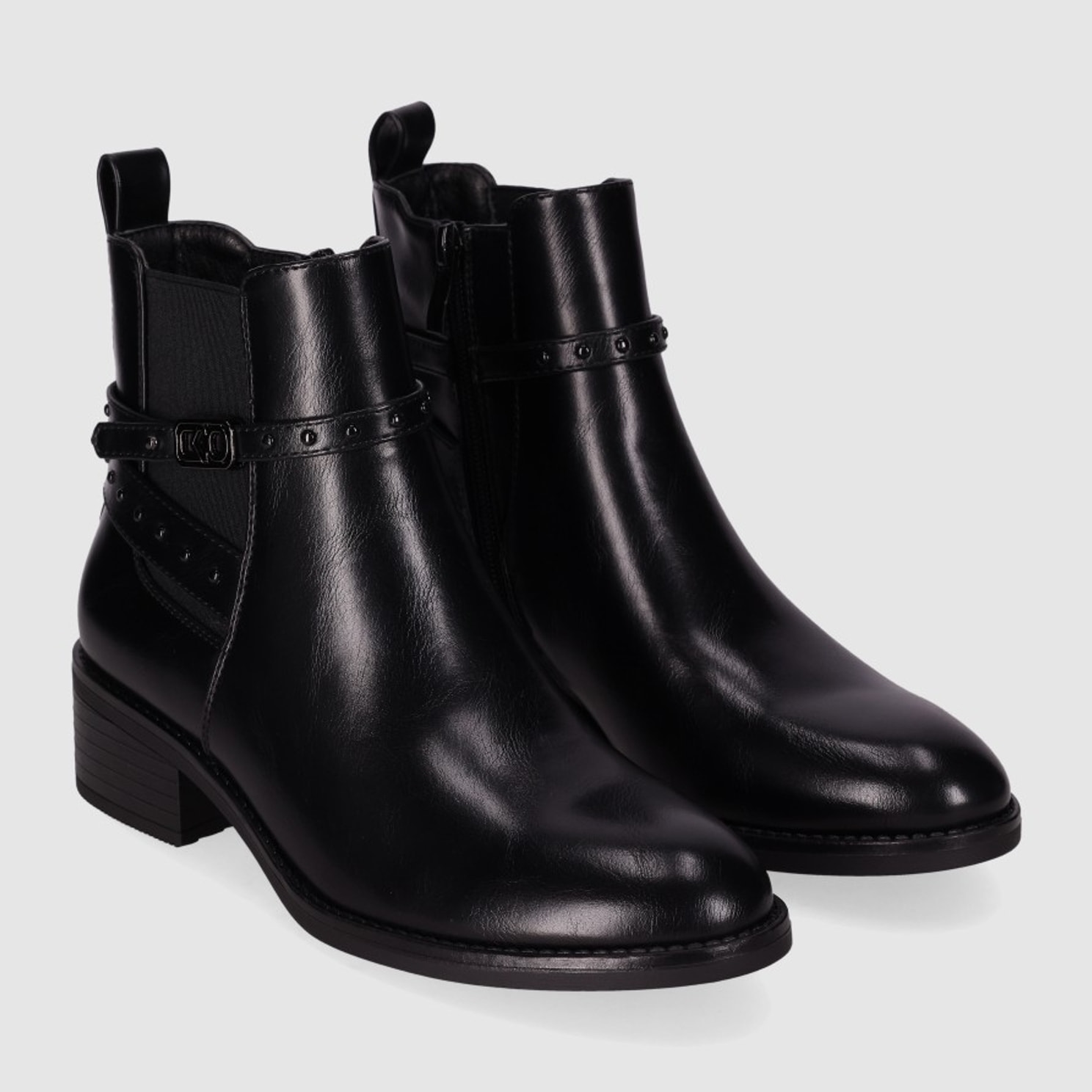 Botines de Piel Sintética - Negro - Tacón: 5 cm