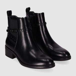 Botines de Piel Sintética - Negro - Tacón: 5 cm