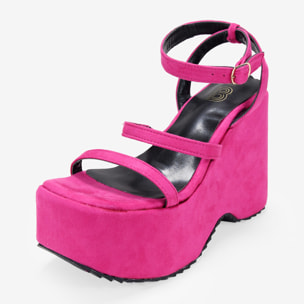Sandalias de cuña y plataforma rosa
