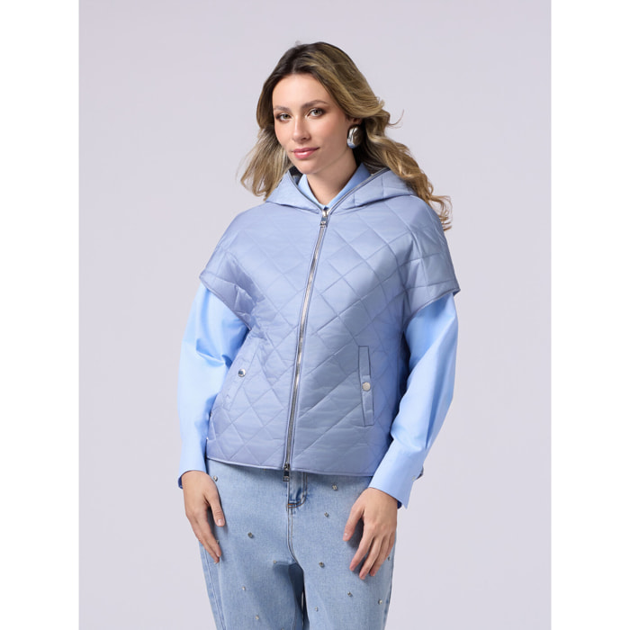 Oltre - Quilted cape with jersey interior - Light - blue