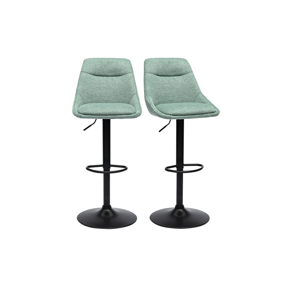 Tabourets de bar réglables pivotants 360° en tissu effet velours texturé vert céladon et métal (lot de 2) ALESS