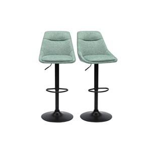 Tabourets de bar réglables pivotants 360° en tissu effet velours texturé vert céladon et métal (lot de 2) ALESS