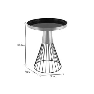 Table d'appoint ronde en acier laqué noir et doré D41 cm SPLEEN