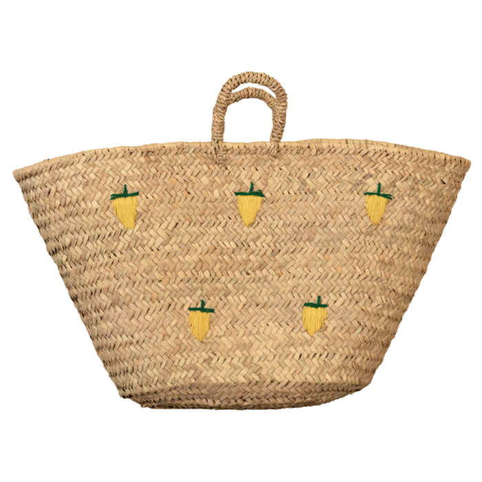 Panier Citrons brodés - Jaune