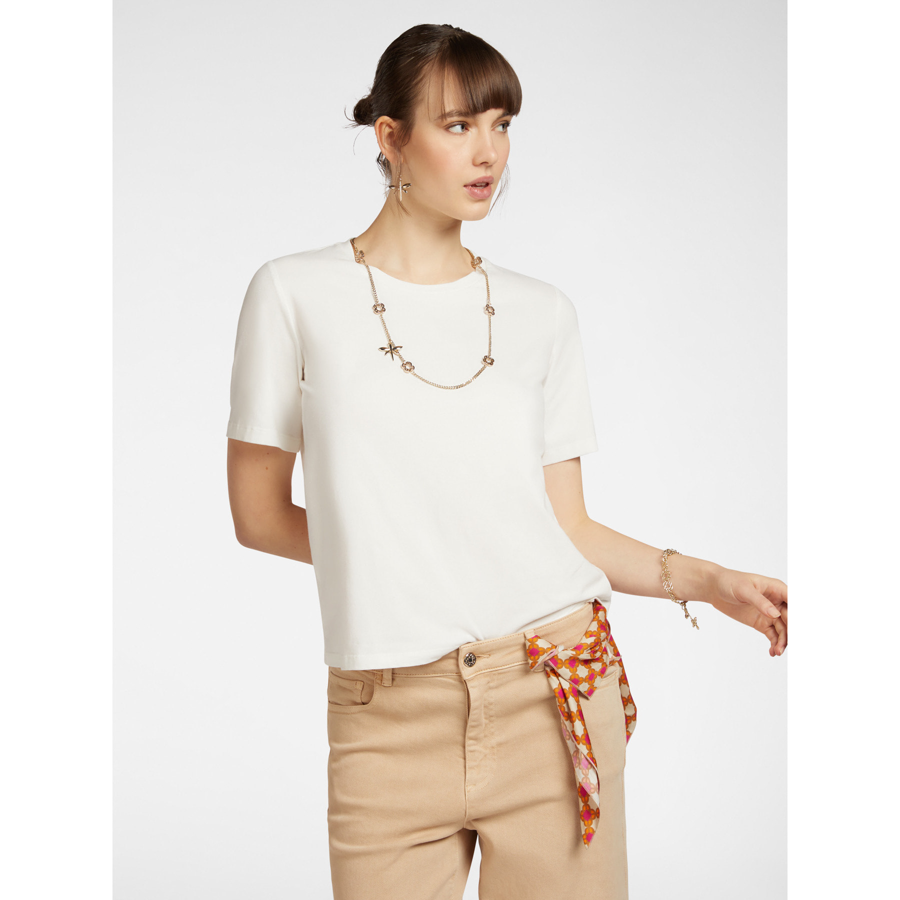 Elena Mirò - T-shirt con collana - Bianco