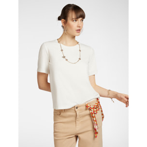 Elena Mirò - T-shirt con collana - Bianco