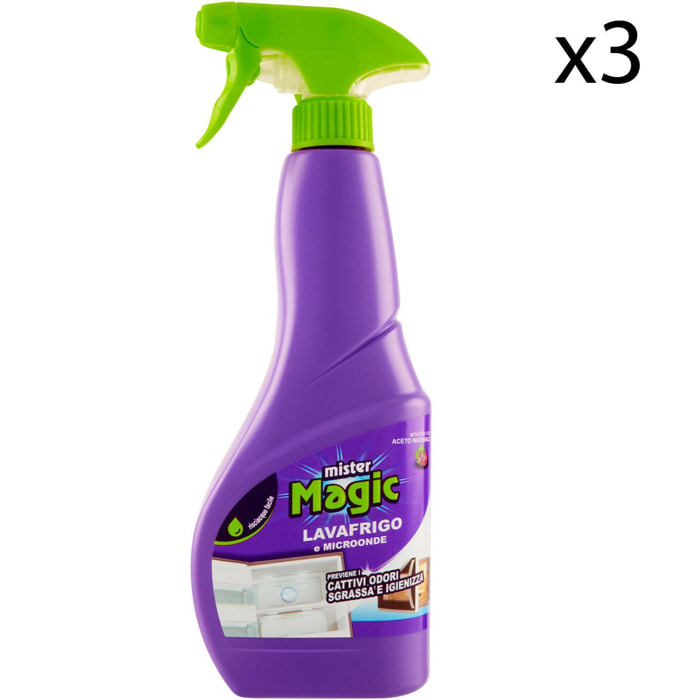 3x Mister Magic Lavafrigo e Microonde Detergente Spray - 3 Flaconi da 500ml