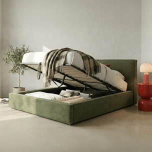 Lit coffre avec tête de lit en velours côtelé - ARNO