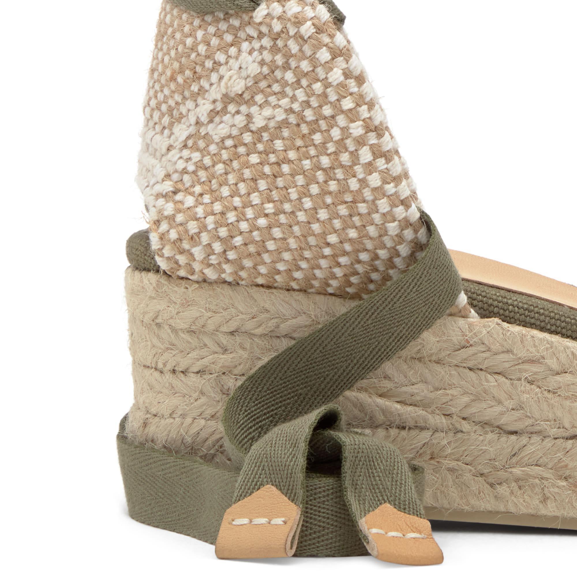 Alpargatas de cuña de mujer Carina en algodón orgánico lavado con cierre de cintas