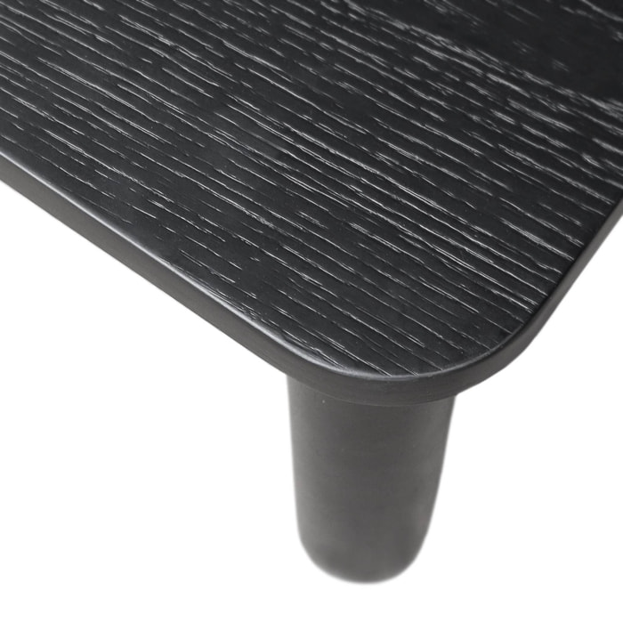 Table basse carrée bois d'hévéa placage chêne noir - 100 x 100 x 35 cm - Solène