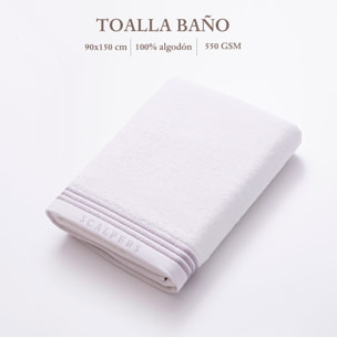 Toalla de baño 90x150cm 100% algodón 550gsm blanco con rayas scalpers home