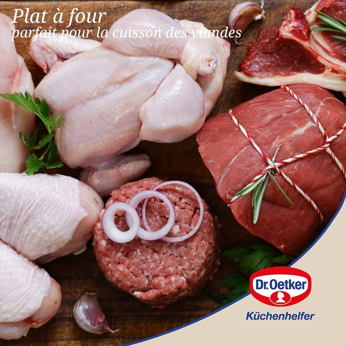 Plat à four avec couvercle en acier émaillé 42 x 34 cm Dr. Oetker Back-Idee Kreativ