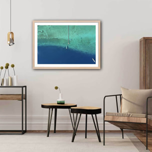 Poster blue lagoon Affiche + cadre en bois - Chêne