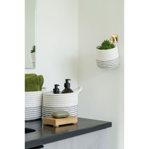 Set 3 cestini Algar in cotone bianco/grigio
