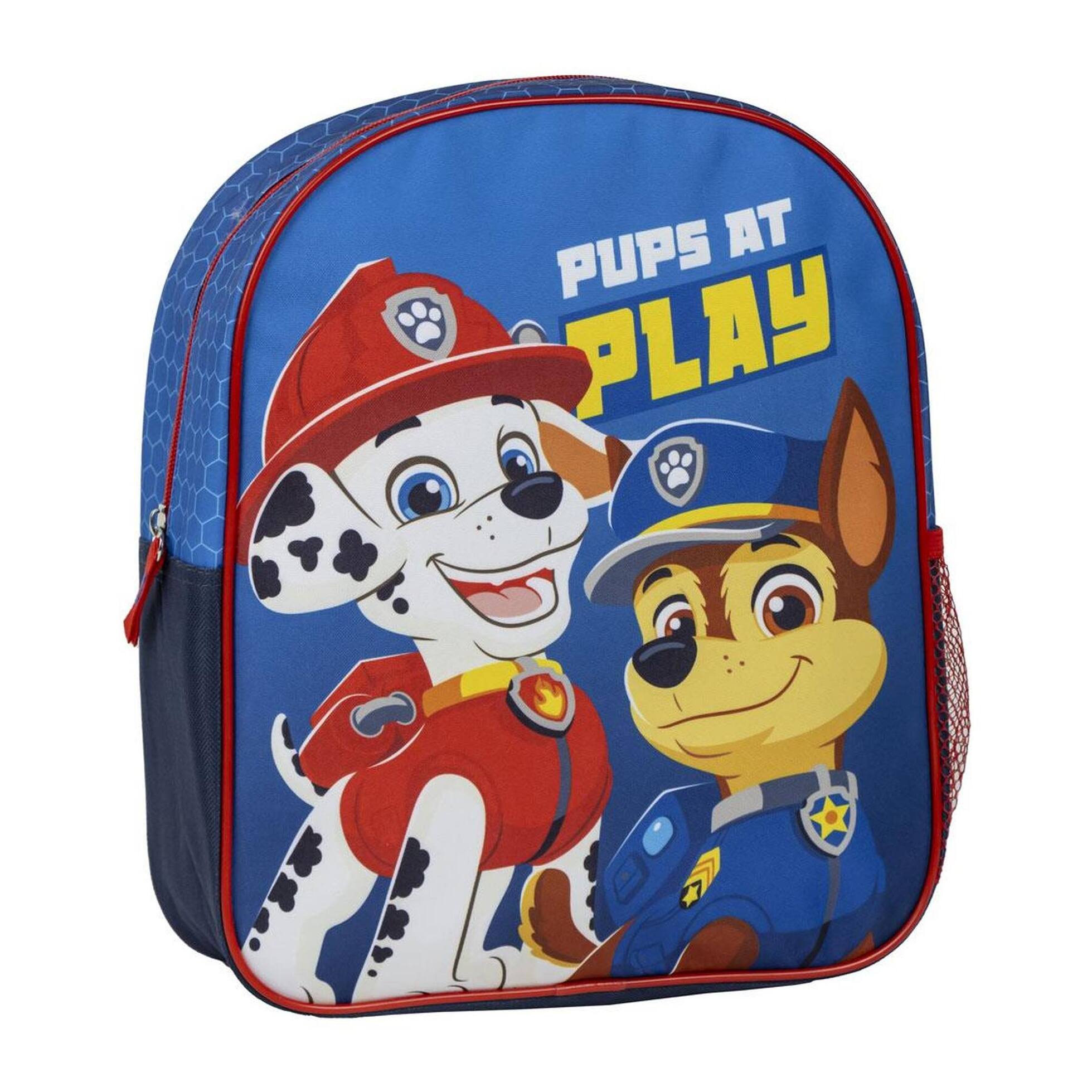 Mochila infantil escolar de la patrulla canina - color azul - 25x20x29 cm - fabricada en poliéster - con cierre de cremallera - estampado de chase y